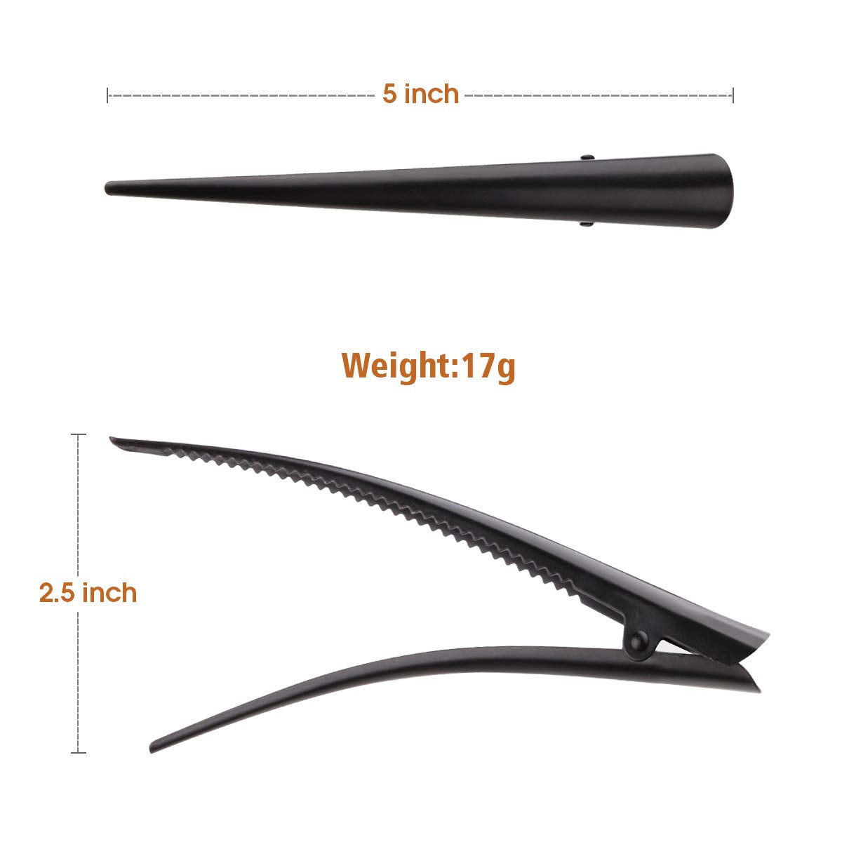 Large Long Alligator Hair Clips for Styling Salon Sectioning, 5 Inch Rust-Proof Durable Non-Slip Duckbill Metal Clips for Women Thick and Thin Hair (6 Pack) Black