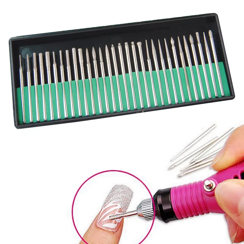 2.35Mm Nail Drill Bits Set Quartz Scrub Stone Diamond Wool Milling Cutter for Manicure Tools Grinding Mill Pedicure Kit