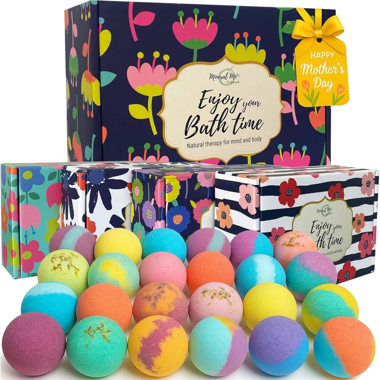 Bath Bombs for Women Relaxing - 24 Natural and Organic Bath Bombs with Essential Oils & Moisturizing Shea Butter, Bathbombs for Girls, Selfcare Mothers Day Gifts for Mom, Women, Wife, Girlfriend