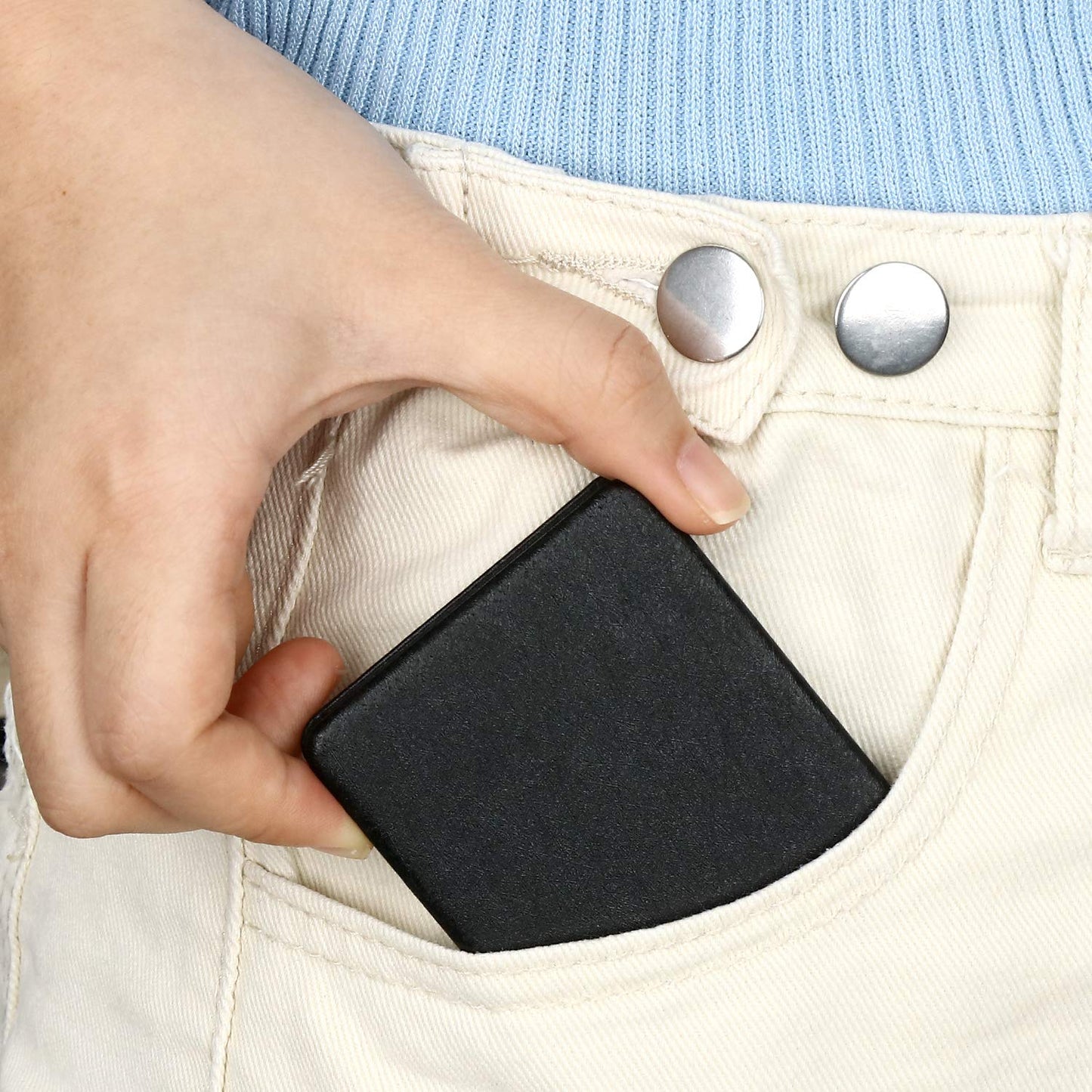 Compact Vanity Mirror for Men, Black, Travel Makeup Mirror for Handbag Pocket Wallet, Portable Double-Sided Magnifying Cosmetic Mirror for Daily, Work, Business