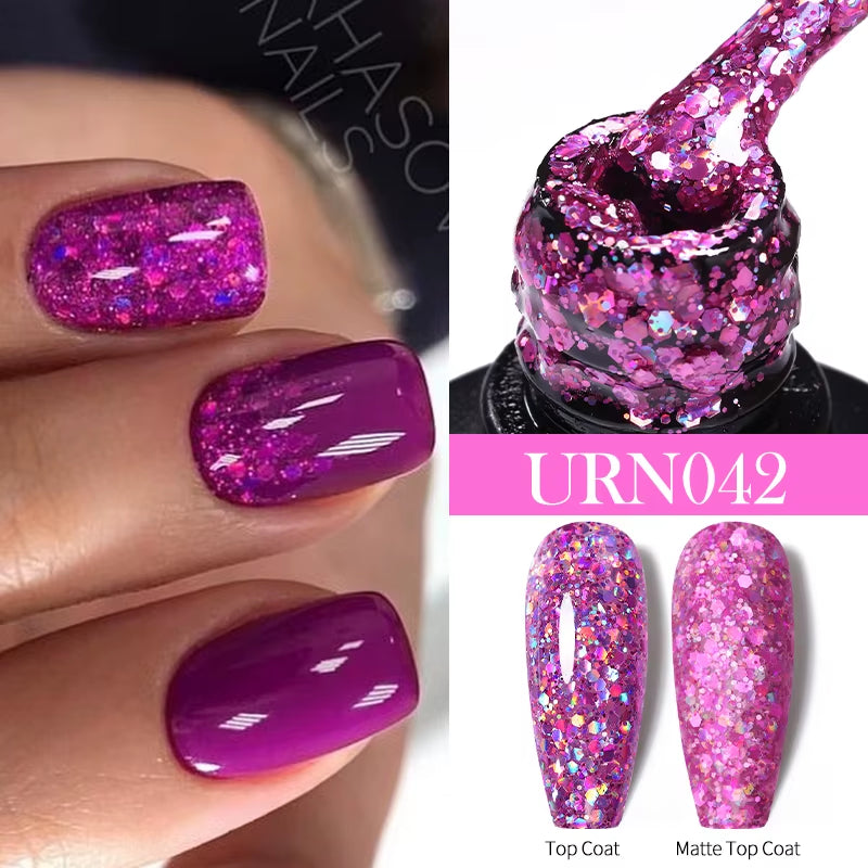 7.5Ml Nude Glitter Color Nail Gel Polish Semi-Permanent Varnish Soak off Nail Art Base Top Coat UV LED Gel Manicure