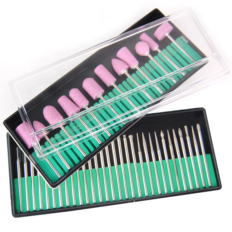 2.35Mm Nail Drill Bits Set Quartz Scrub Stone Diamond Wool Milling Cutter for Manicure Tools Grinding Mill Pedicure Kit