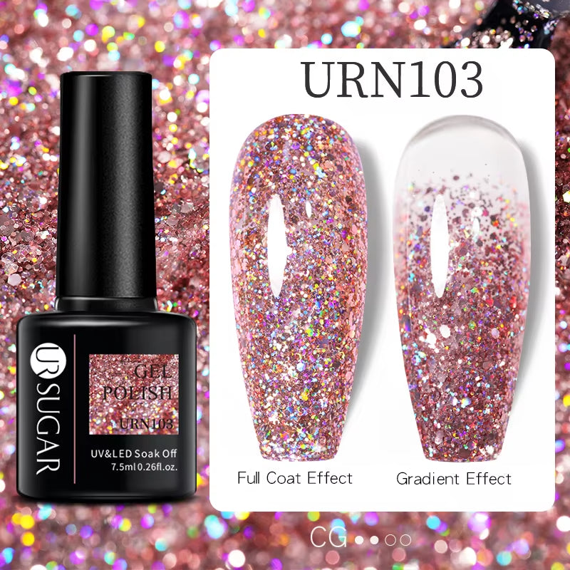7.5Ml Nude Glitter Color Nail Gel Polish Semi-Permanent Varnish Soak off Nail Art Base Top Coat UV LED Gel Manicure