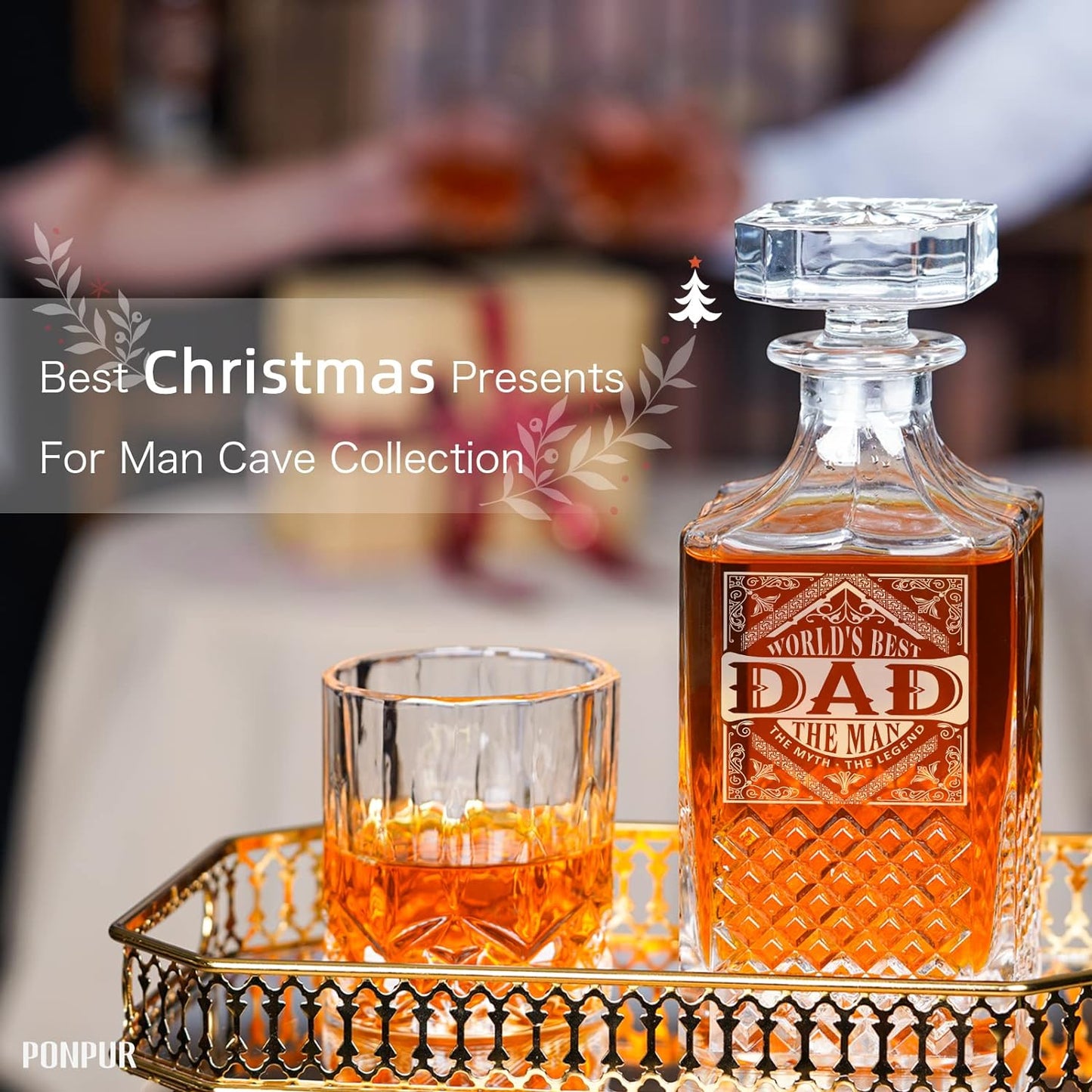 Gifts for Men Dad Father'S Day, Whiskey Decanter Set with 2 Glasses, Unique Cool Dad Birthday Gift from Daughter Son, Best Christmas Retirement Present for Man Father