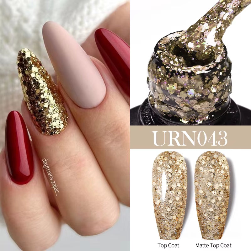 7.5Ml Nude Glitter Color Nail Gel Polish Semi-Permanent Varnish Soak off Nail Art Base Top Coat UV LED Gel Manicure