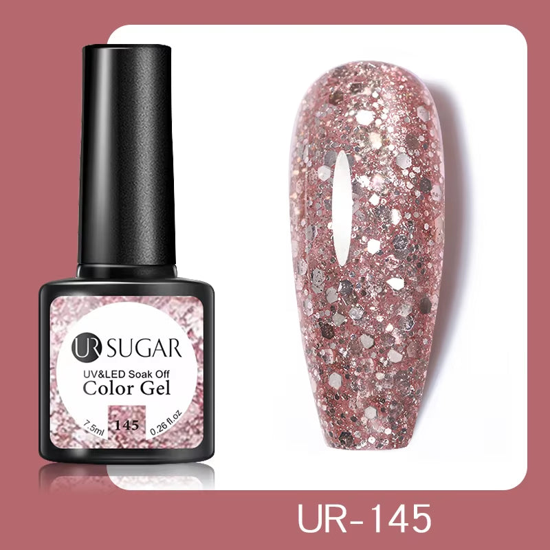 7.5Ml Nude Glitter Color Nail Gel Polish Semi-Permanent Varnish Soak off Nail Art Base Top Coat UV LED Gel Manicure