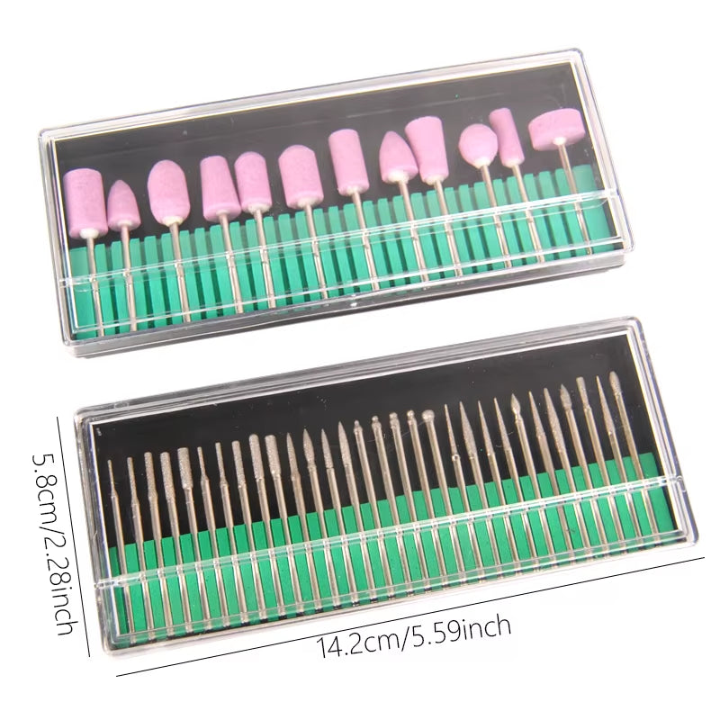 2.35Mm Nail Drill Bits Set Quartz Scrub Stone Diamond Wool Milling Cutter for Manicure Tools Grinding Mill Pedicure Kit