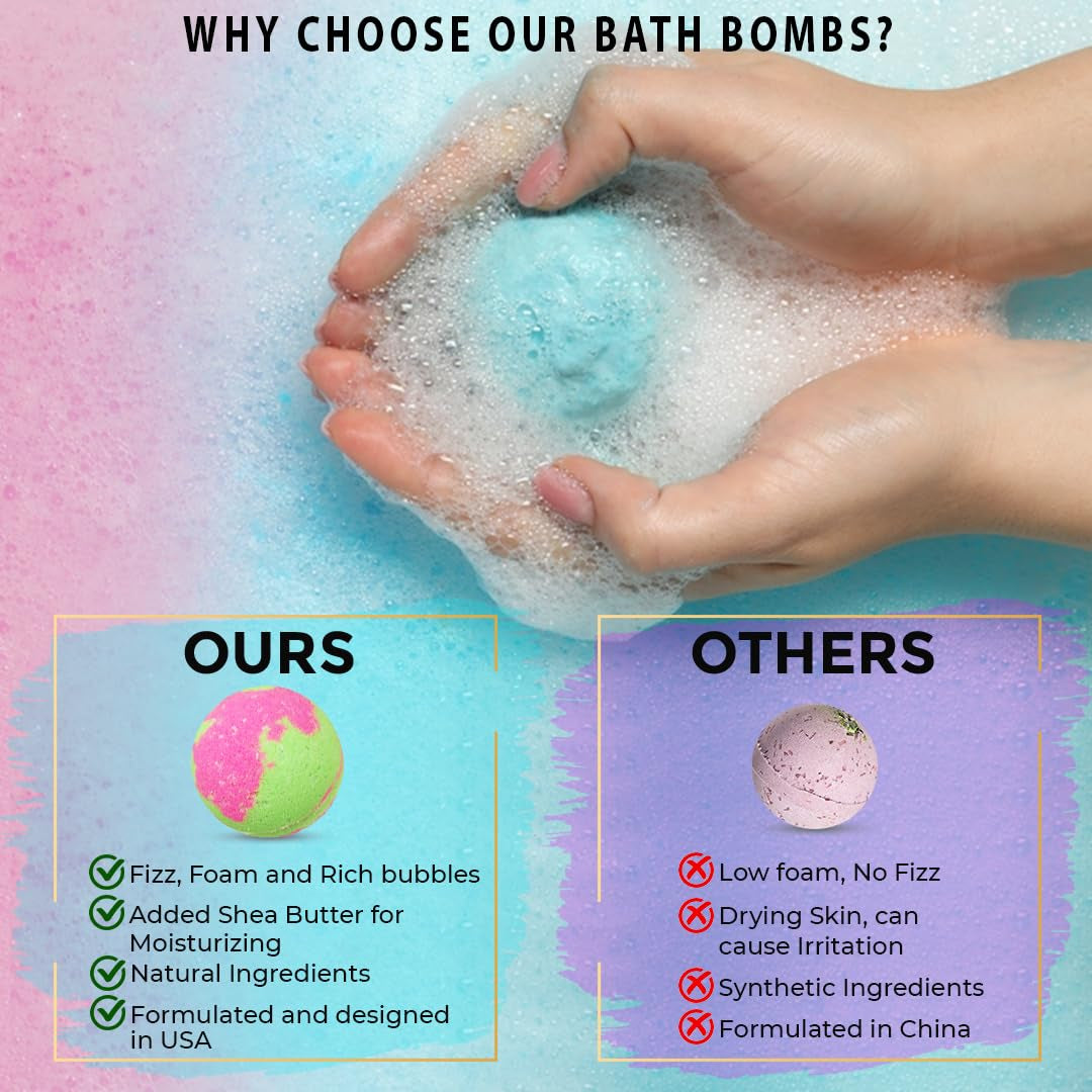 Bath Bombs for Women Relaxing - 24 Natural and Organic Bath Bombs with Essential Oils & Moisturizing Shea Butter, Bathbombs for Girls, Selfcare Mothers Day Gifts for Mom, Women, Wife, Girlfriend