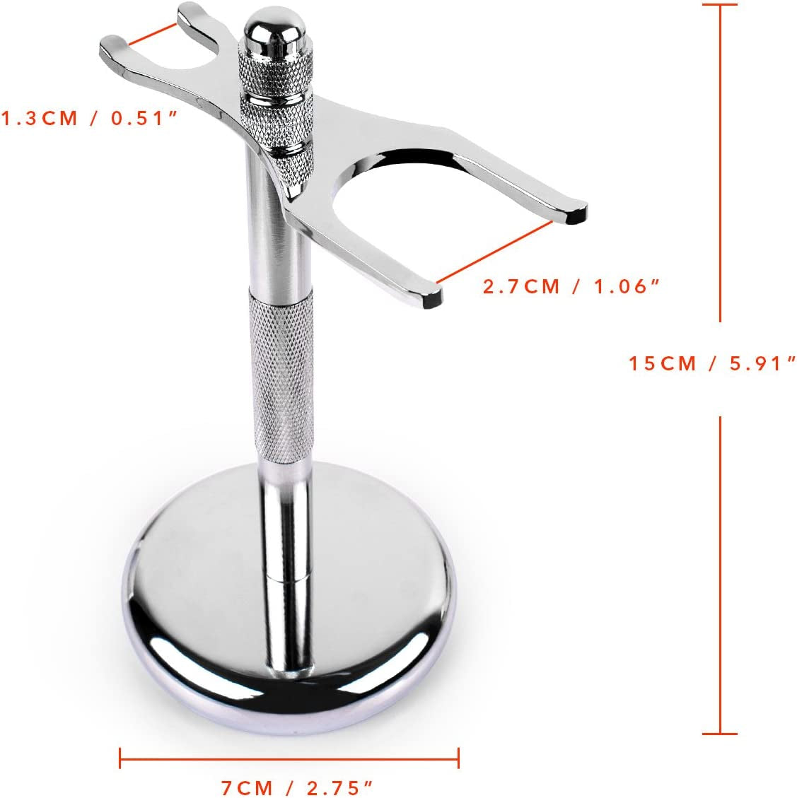 Deluxe Chrome Razor and Brush Stand Holder, Prolong the Life of Your Shaving Brush, 2 Prongs