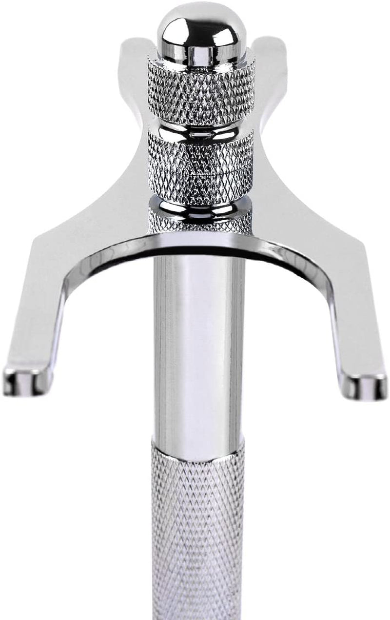 Deluxe Chrome Razor and Brush Stand Holder, Prolong the Life of Your Shaving Brush, 2 Prongs