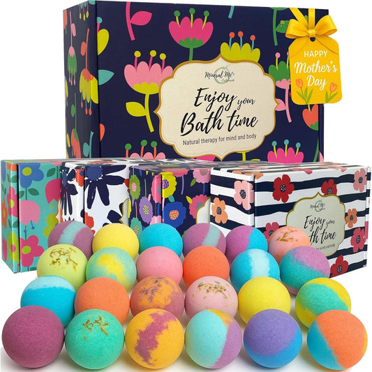 Bath Bombs for Women Relaxing - 24 Natural and Organic Bath Bombs with Essential Oils & Moisturizing Shea Butter, Bathbombs for Girls, Selfcare Mothers Day Gifts for Mom, Women, Wife, Girlfriend