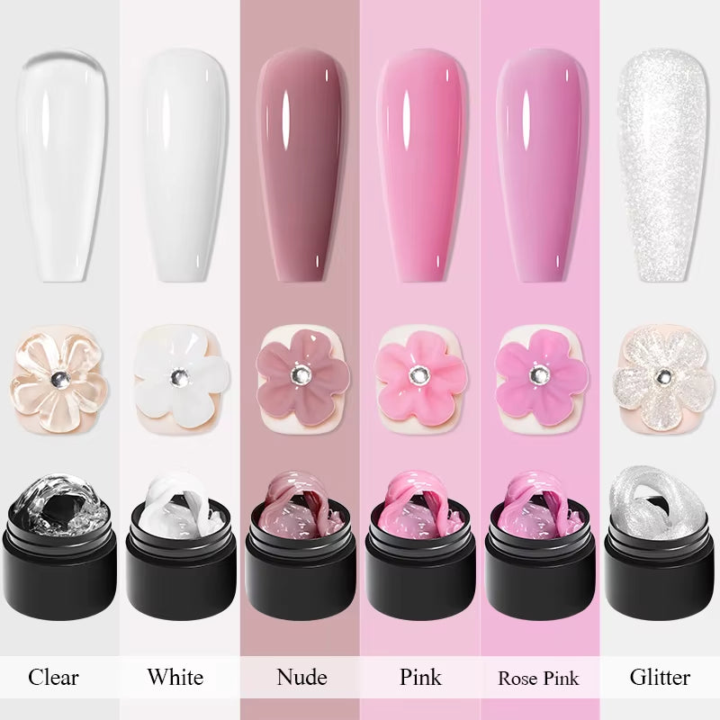 7Ml Clear Non Stick Hand Solid Extension Nail Gel Polish Carving Flower Nail Art Building UV Gel Acrylic Varnish