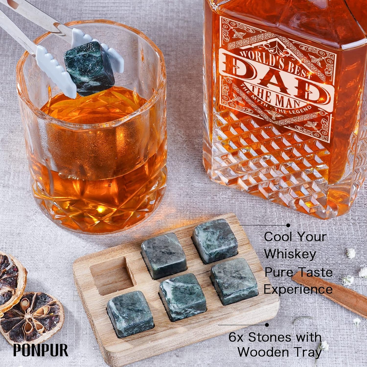 Gifts for Men Dad Father'S Day, Whiskey Decanter Set with 2 Glasses, Unique Cool Dad Birthday Gift from Daughter Son, Best Christmas Retirement Present for Man Father