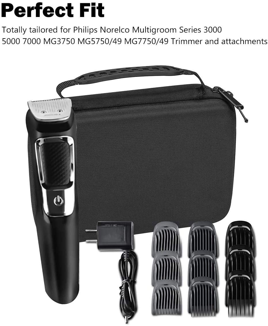 Hard Travel Case for Multigroom Series 3000 5000 7000 MG3750 MG5750/49 MG7750/49 Men'S Electric Trimmer Shaver and Attachments Father'S Day Choice -Black