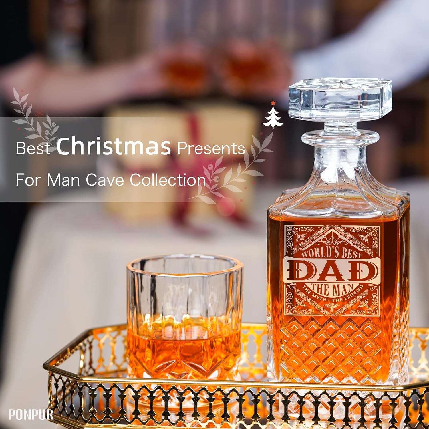 Gifts for Men Dad Father'S Day, Whiskey Decanter Set with 2 Glasses, Unique Cool Dad Birthday Gift from Daughter Son, Best Christmas Retirement Present for Man Father