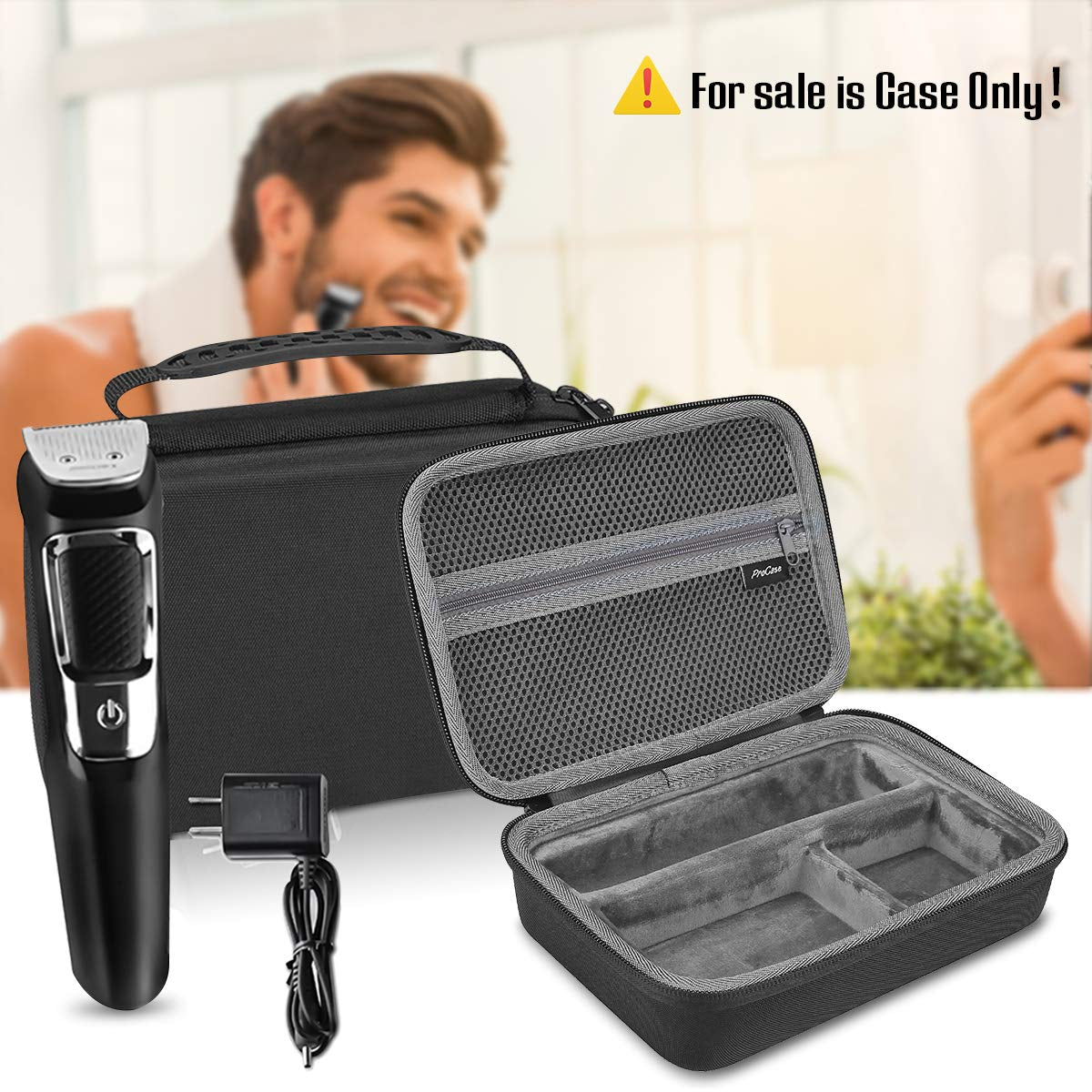 Hard Travel Case for Multigroom Series 3000 5000 7000 MG3750 MG5750/49 MG7750/49 Men'S Electric Trimmer Shaver and Attachments Father'S Day Choice -Black