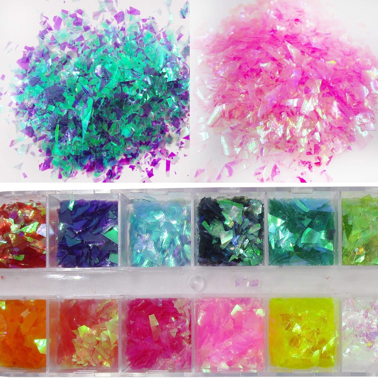 Nail Glitters Sequins Set Mixed Shaped Holographic Heart Butterfly Neon Star Chunky Glitter Flakes Accessories Manicure Sticker Decorations for Makeup Crafts Resin Nails