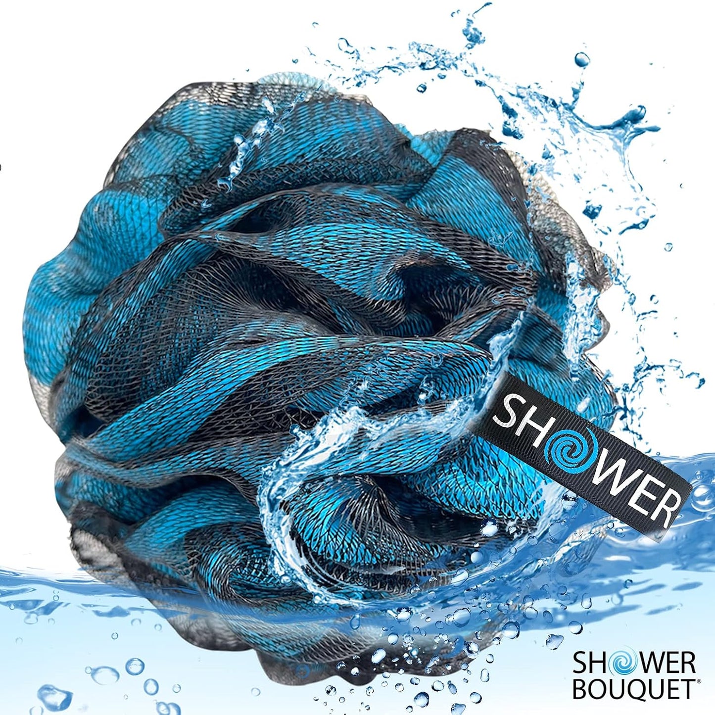 Loofah-Charcoal Bath-Sponge Xl-Color-4-Pack // Extra Large 75G Soft Mesh Black Luffa Loofa Loufa Puff Set/Exfoliating Body Scrubber for Women and Men - Exfoliate & Soothe Face & Body
