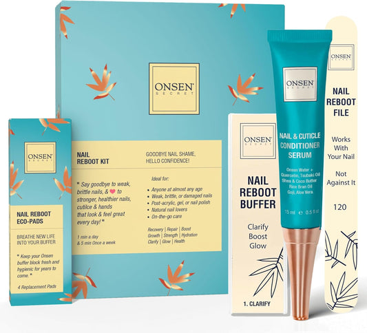 Secret Nail Care Kit - Japanese Nail Buffer and Shine Kit - Strengthening & Shining - Spa-Quality Manicure - Organic Ingredients - Long-Lasting Shine - Easy & Safe - W/Cuticle Care Serum - 1Pk